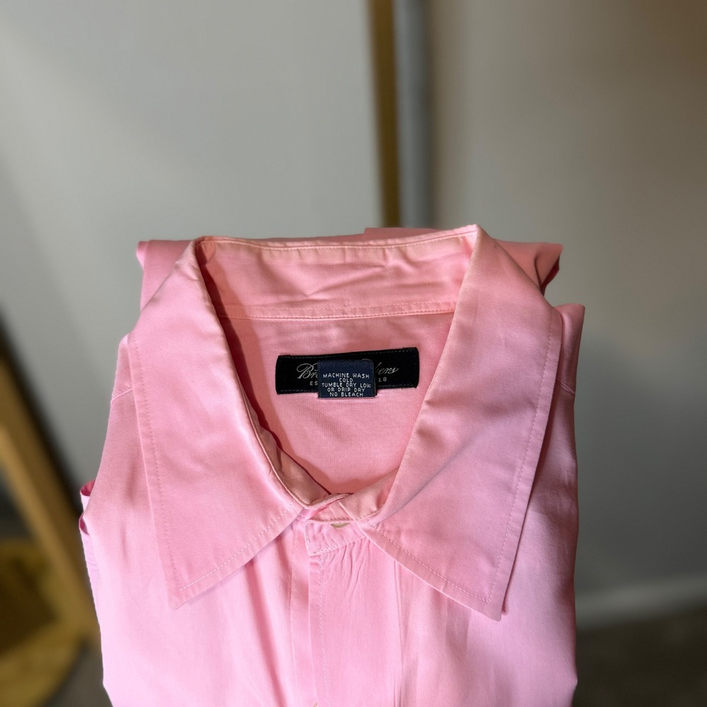 Brooks Brothers Mens Pink Short Sleeve Button Down Cotton Shirt Size Large - Picture 9 of 9